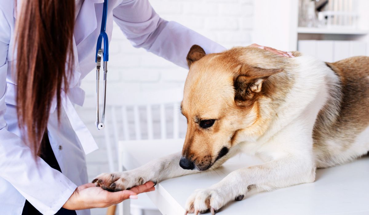 Emergency vet team treating dog at clinic in Dripping Springs, TX